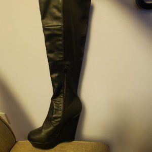 Super high wedge over the knee boots